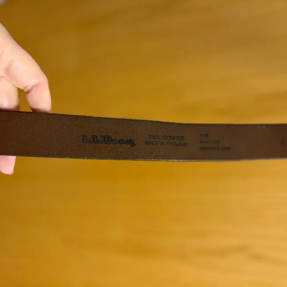 L.L. Bean Men's Brown Leather Rugged Roller Buckle Belt Outdoor Hunting 44